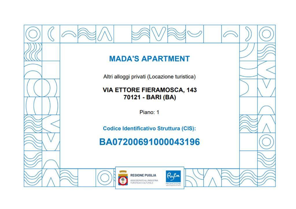 Mada'S Apartment Deluxe Bari Buitenkant foto